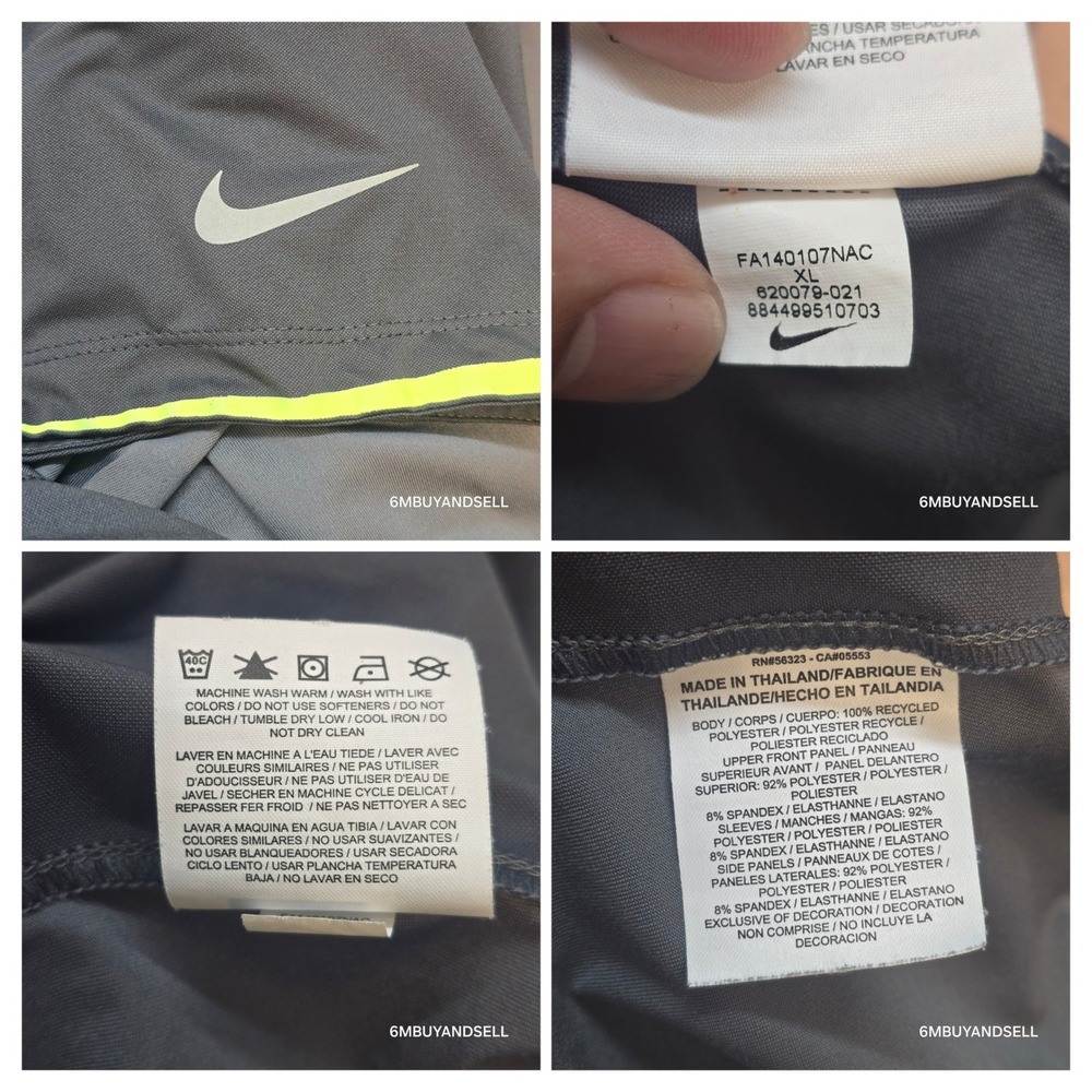 Nike Golf Tour Performance Dri-FIT Polo Shirt Grey Neon Yellow 620079-021 XL - Picture 7 of 13